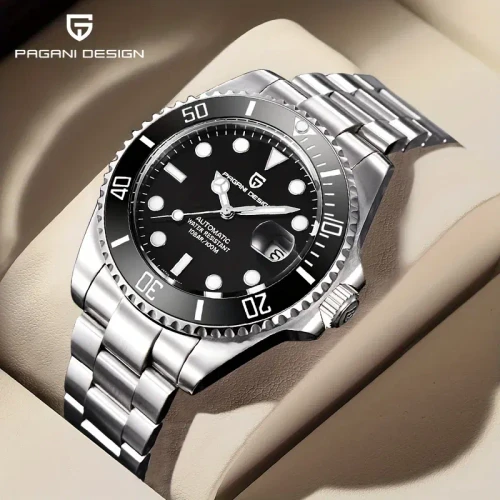Color: black - PAGANI DESIGN Men Mechanical Wristwatch Luxury Ceramic Bezel Automatic Watch Sapphir