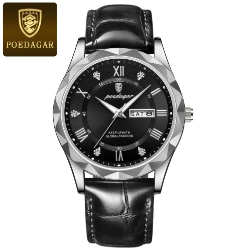 Color: Ivory - POEDAGAR Luxury Business Man Wristwatch Waterproof Luminous Date Week Men Watch For 