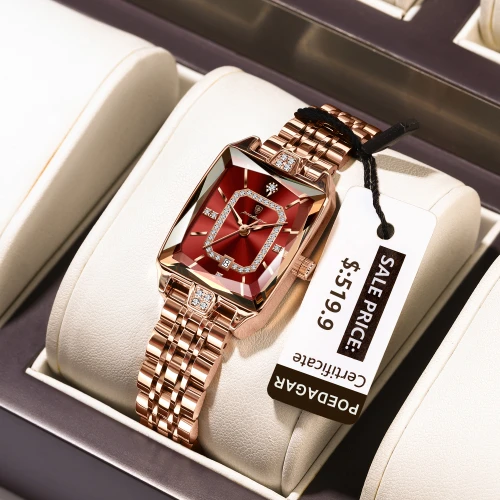 POEDAGAR Top Elegant Women Wristwatch Waterproof Date Ladies Watch Stainless Steel Rectangle Quartz