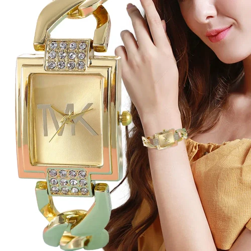Color: BRONZE, Ships From: CHINA - Luxury Brand Women's Watch Fashion Elegant Style Metal Strap Squ