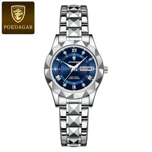 Color: Ivory - POEDAGAR Luxury Ladies Dress Watch Luminous Waterproof Week Date Woman Wristwatch St