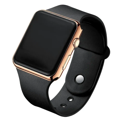 Color: Rose - Simple Digital Watch for Men Women Fashion Sport LED Electronic Watch Black Silicone 
