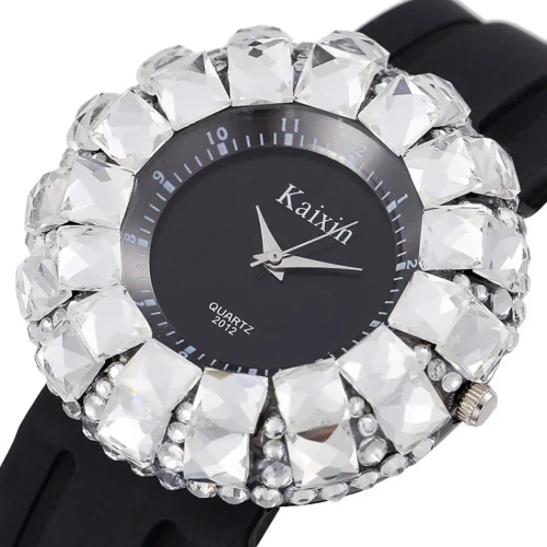 Color: WHITE - Luxury Brand Big Dial Full Diamond Watches Fashion Girls Fashion Ladies Quartz Watch