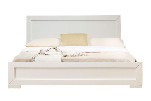 White Solid and Manufactured Wood King Bed Frame