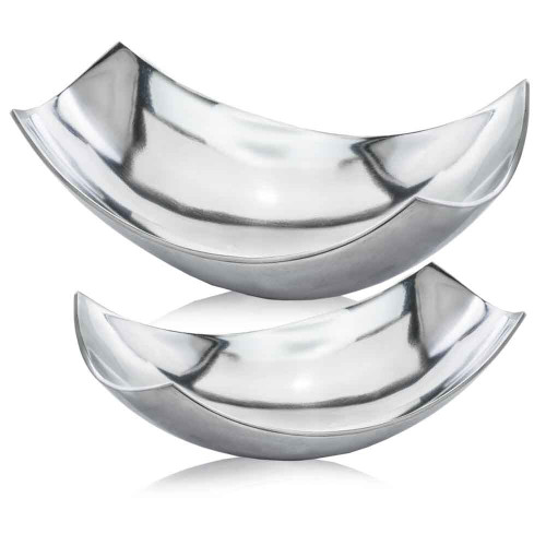 17" Silver Aluminum Scoop Centerpiece Bowl