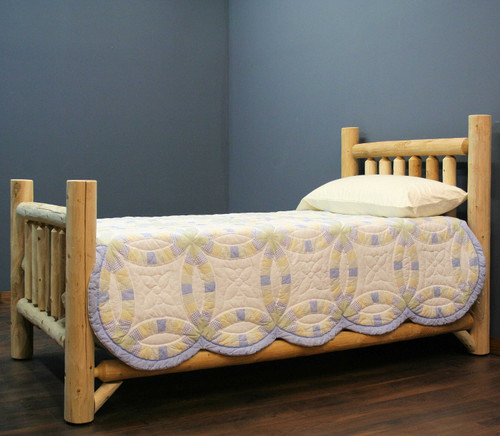 Natural Light Honey Finish Low Post Cedar Log Twin Bed