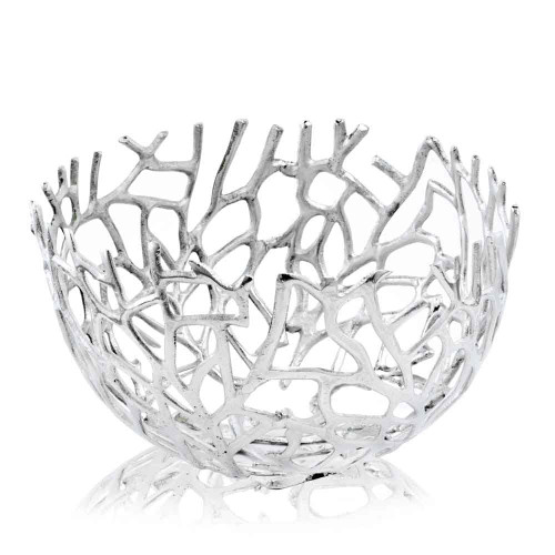 Round Silver Twigs Centerpiece Bowl