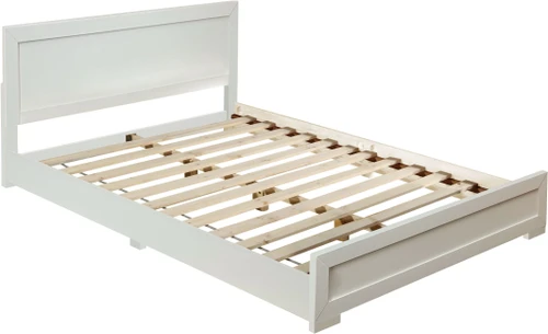 White Solid and Manufactured Wood Queen Bed Frame