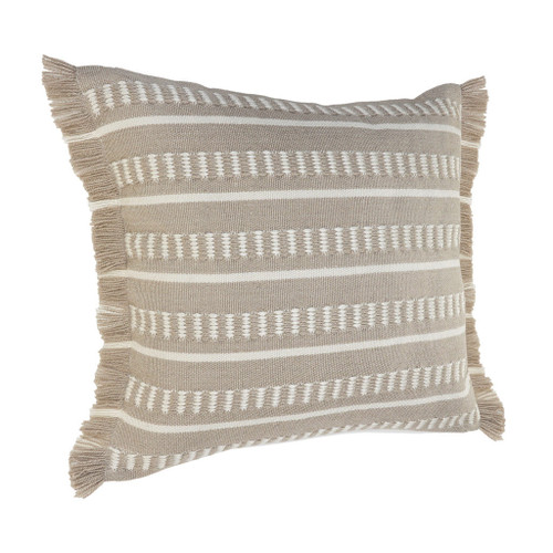 24" X 24" Tan Zippered Coastal Indoor Outdoor Throw Pillow