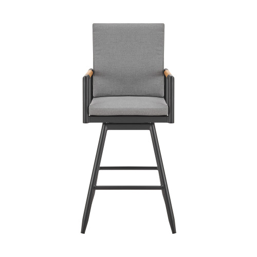 48" Dark Gray Metal Swivel Outdoor Bar Height chair with Footrest