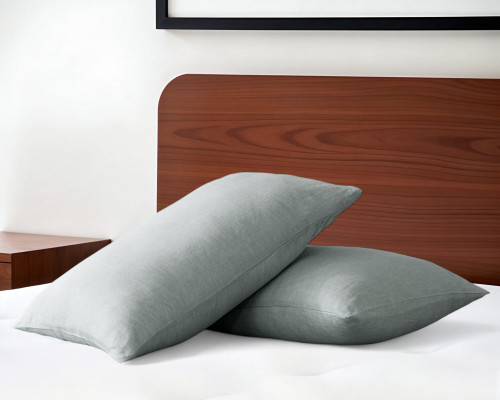 Set of Two Blue Linen Pillowcases