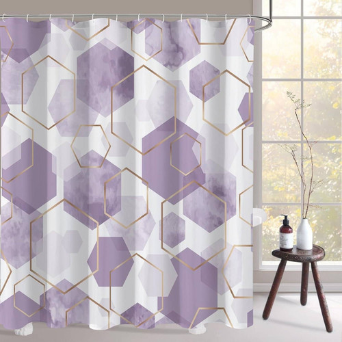 72"W x 84"H Abstract Blue Geometric Polyester Shower Curtain