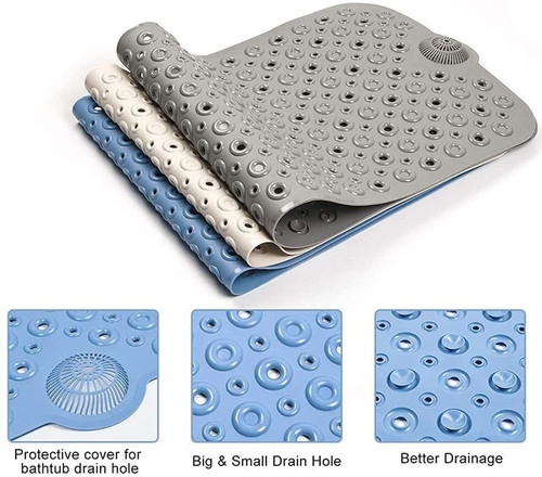 40" Blue Bubbles Non Slip Bathtub Mat