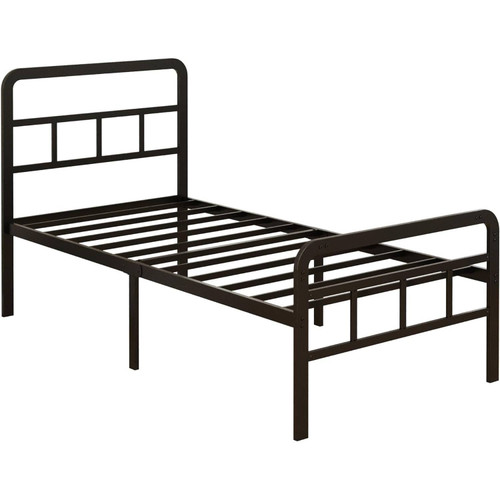 Twin XL Heavy Duty Metal Bed Frame with Headboard and Footboard in Black