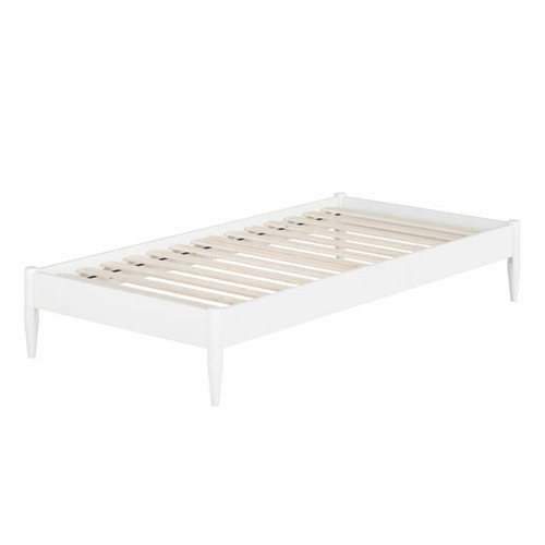Twin Size Solid Hardwood Victorian Style White Platform Bed