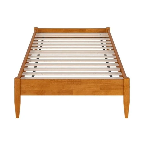 Twin size Solid Hardwood Platform Bed Frame in Natural Wood Finish