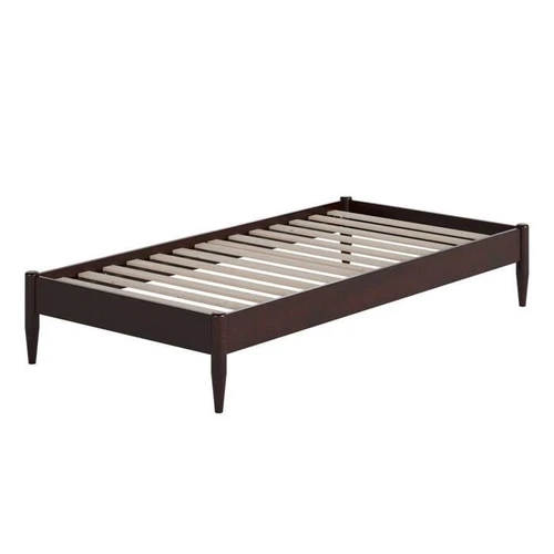 Twin Size Solid Hardwood Victorian Style Espresso Platform Bed