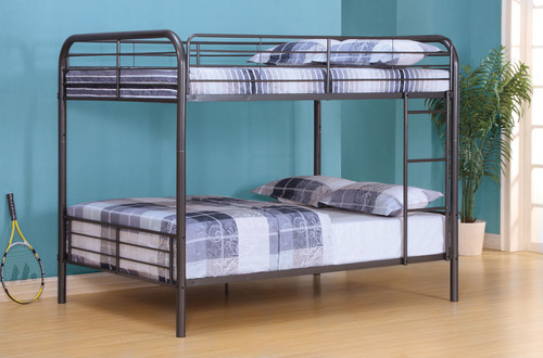79" X 57" X 65" Gunmetal Metal Tube Full Over Full Bunk Bed
