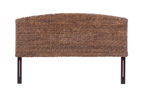 Brown Natural and Rustic Woven Banana Leaf Curved King Size Headboard
