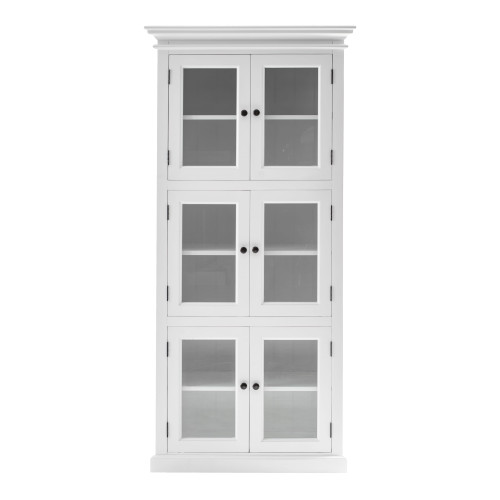 35" White Solid Wood Frame Standard Accent Cabinet With Six Shelves