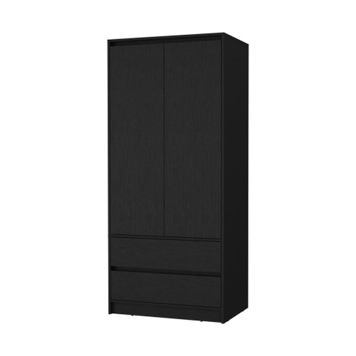 32" Black Accent Cabinet Soft Close With Multiple Shelves And Three Drawers