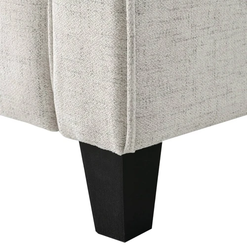 Modern 3-Seater Upholstered Sofa in Cream Microfiber with Button Tufted Cushions