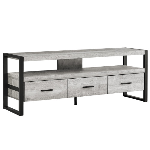 59" Black and Gray Cabinet Enclosed Storage TV Stand
