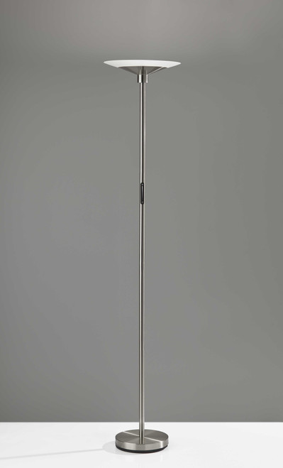 71" Steel Led Torchiere Floor Lamp With White Solid Color Cone Shade