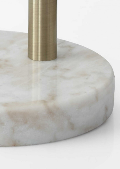 74" Brass Arc Floor Lamp With Off White Solid Color Drum Shade