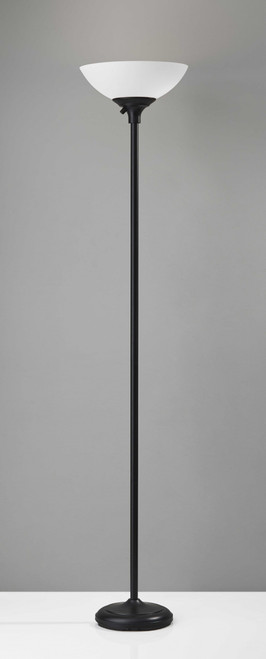Tailored Black Metal Torchiere With Bright Illumination
