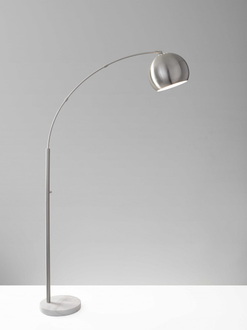 78" Steel Arc Floor Lamp With Silver Solid Color Bowl Shade