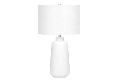 26" Cream Ceramic Cylinder Table Lamp With Cream Drum Shade