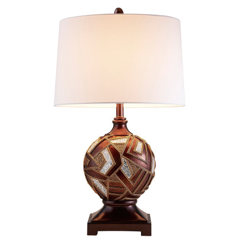 Brown Metallic Mosaic Design Table Lamp