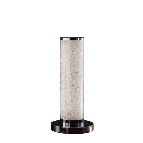 13" Modern White Sand Crystal And Steel Table Lamp