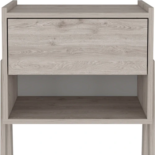 22" Light Gray One Drawer Faux Wood Nightstand