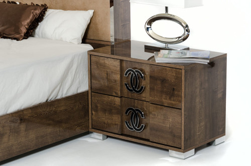 20" Mdf  Veneer  And Chrome Nightstand