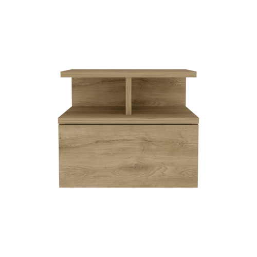 12" Beige One Drawer Faux Wood Nightstand