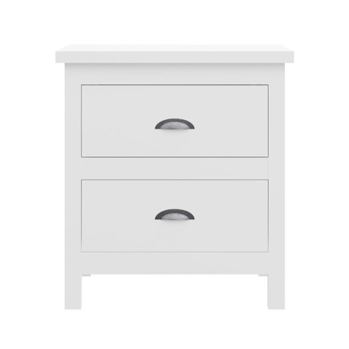 20" White Two Drawer Nightstand With Solid Wood Top