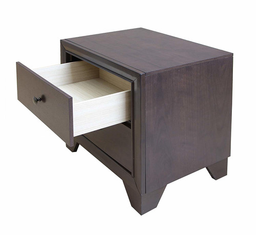22" Espresso Two Drawers Solid Wood Nightstand