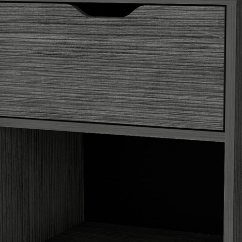 20" Gray One Drawer Faux Wood Nightstand