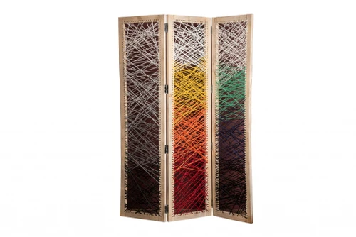 72" Natural Solid Wood Folding Three Panel Screen Room Divider