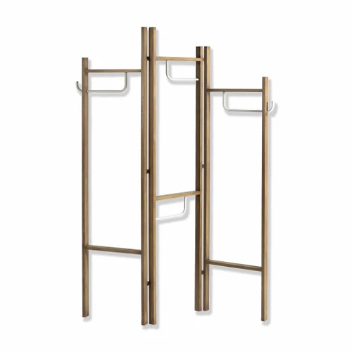 72" Brown Iron Folding Three Panel Screen Room Divider