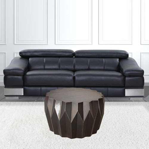 29" Black Solid Wood Round Distressed Coffee Table