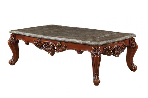 63" Marble Walnut Wood Coffee Table