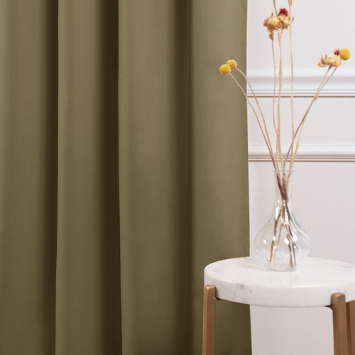 52 x 63 inch Solid Olive Green Thermal Blackout Curtain Panels - Set of 2