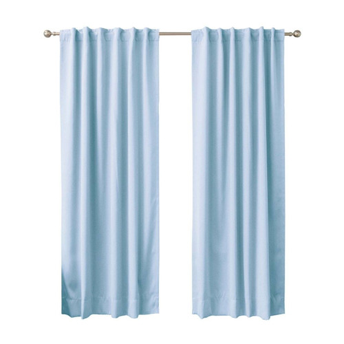 52 x 108 inch Solid Light Blue Thermal Blackout Curtain Panels - Set of 2