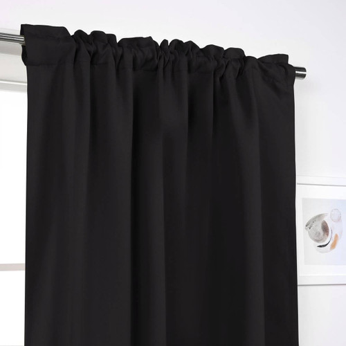 52 x 72 inch Solid Black Thermal Blackout Curtain Panels - Set of 2