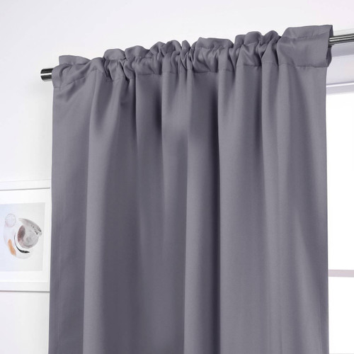 52 x 84 inch Solid Grey Thermal Blackout Curtain Panels - Set of 2