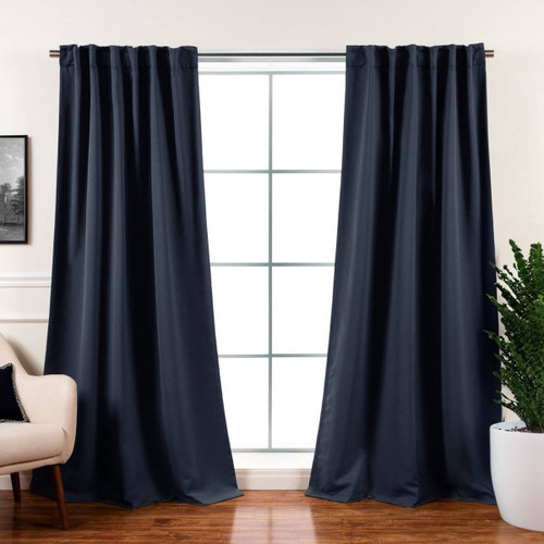 52 x 108 inch Solid Navy Blue Thermal Blackout Curtain Panels - Set of 2