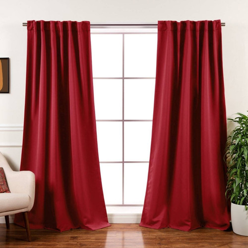 52 x 120 inch Solid Red Thermal Blackout Curtain Panels - Set of 2